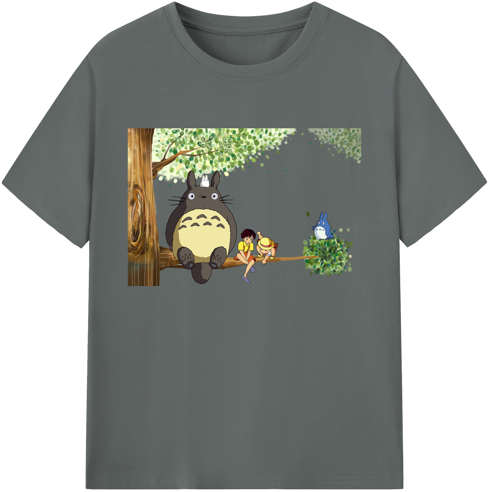 （画像用） となりのトトロ 草壁メイ 草壁サツキ My Neighbor Totoro Satsuki Kusakabe Mei Kusakabe 綿100％ メンズ半袖Tシャツ｜肌触りやわらか＆通気性